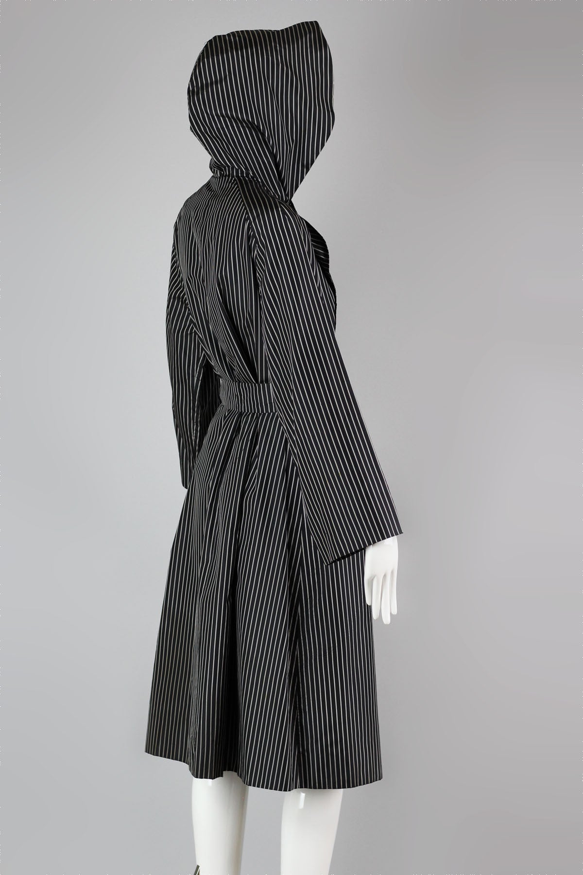 Incredible Vintage Pin-Stripe All Silk Trench Rain Coat