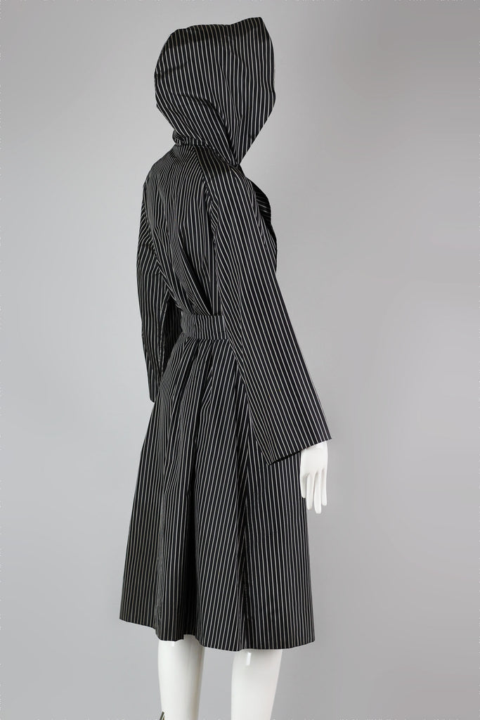 Incredible Vintage Pin-Stripe All Silk Trench Rain Coat
