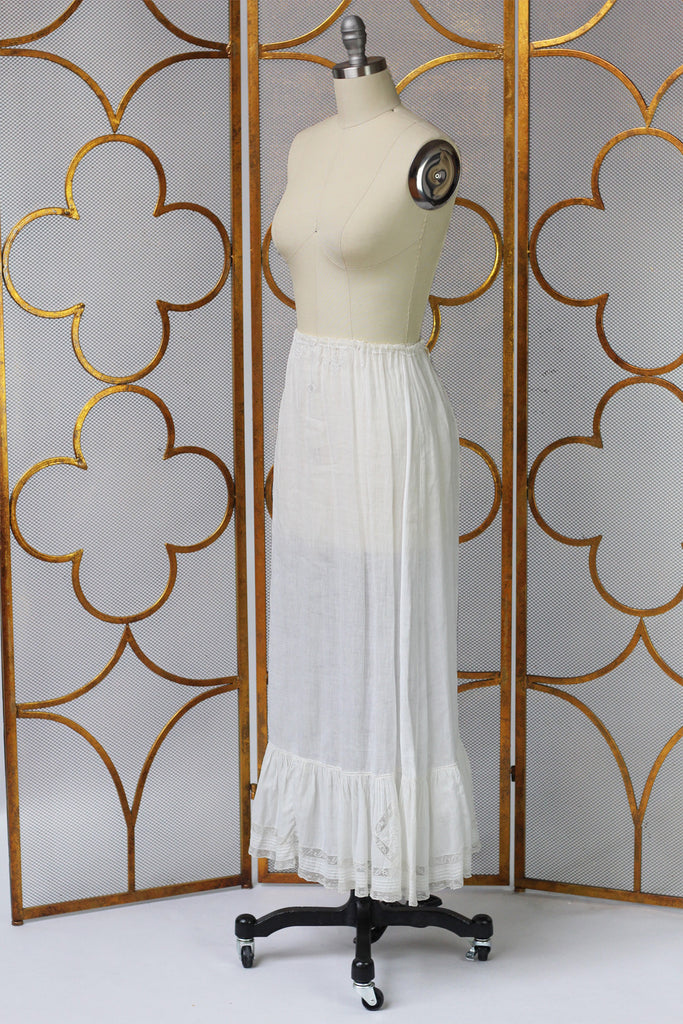 Heavenly Cotton Edwardian Petticoat Skirt with Swiss Lace
