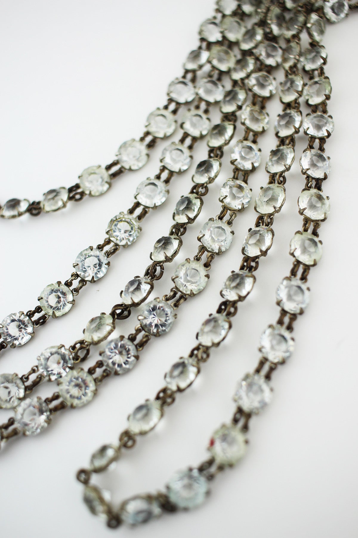 1920s Flapper Long Diamond Glass Crystal Paste Sautoir Necklace