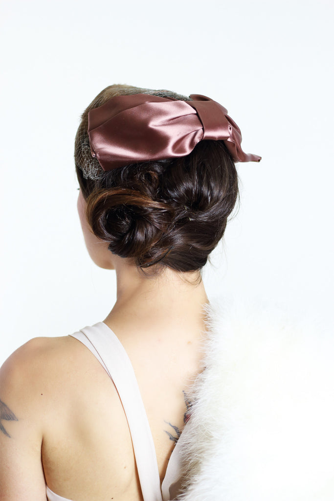 1940s Fur & Bow Hat