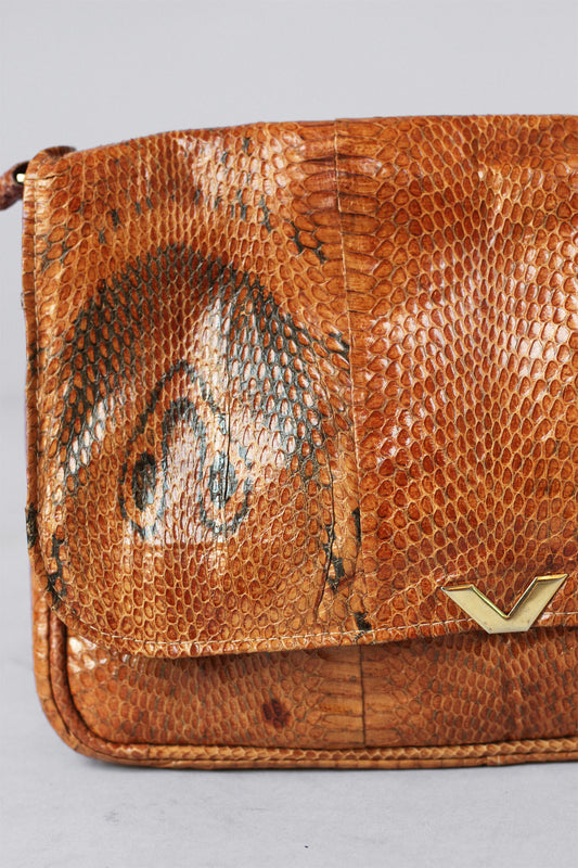 1970s Cobra Skin Shoulder Bag
