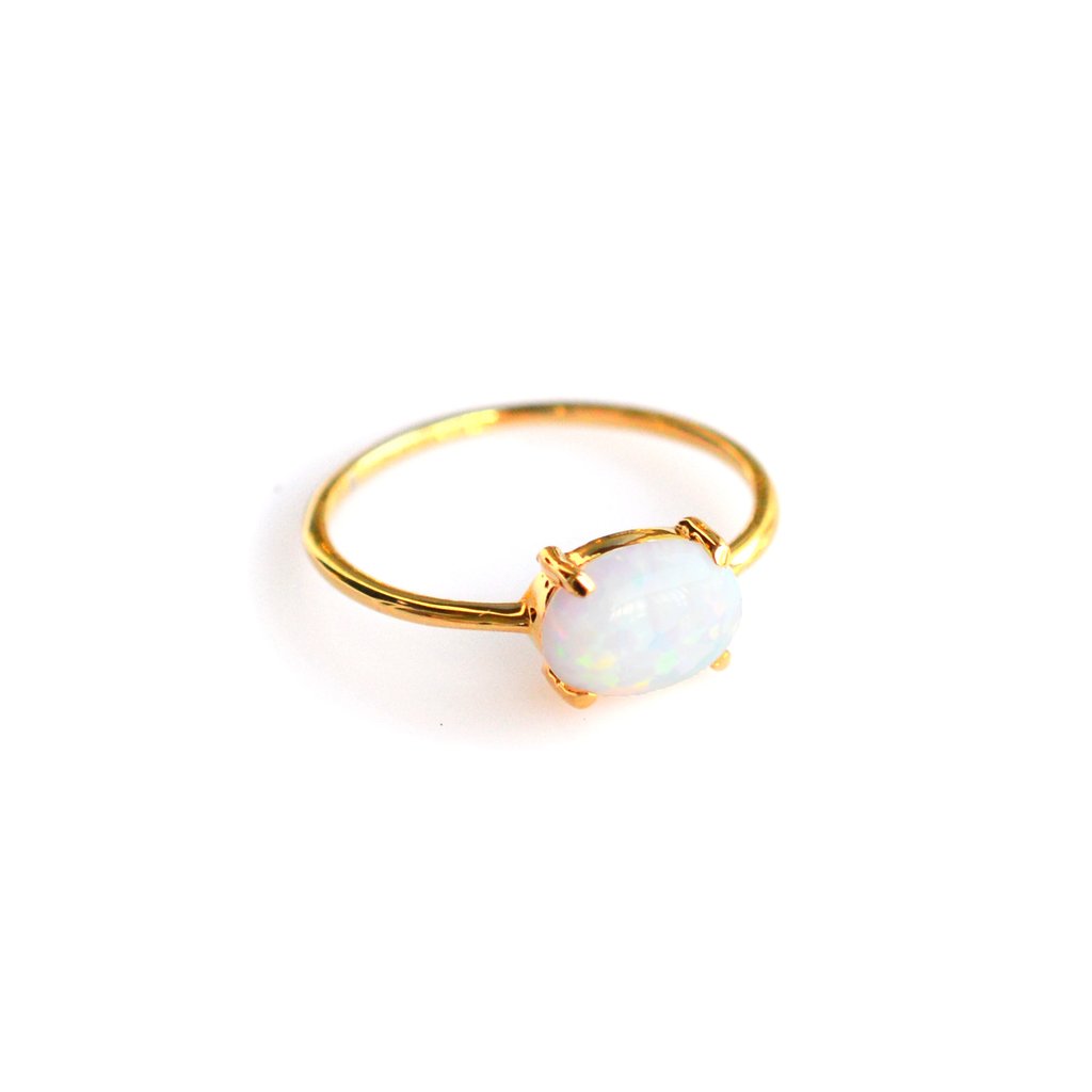 LA Kaiser Genuine Opal Solo Claw Ring