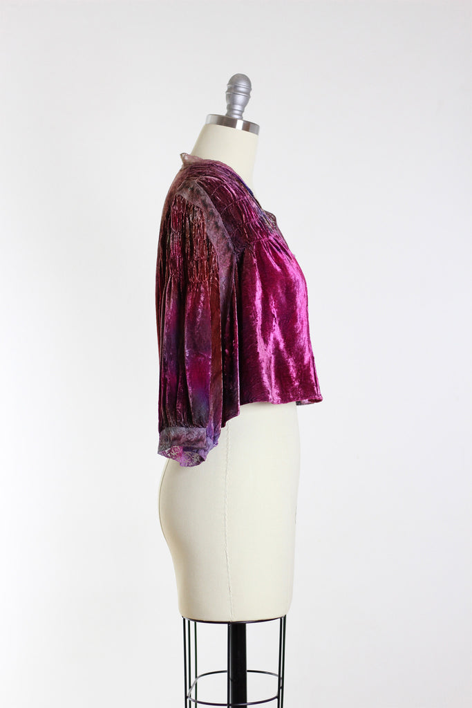 Edwardian Silk Velvet Overdye Cropped Jacket Top