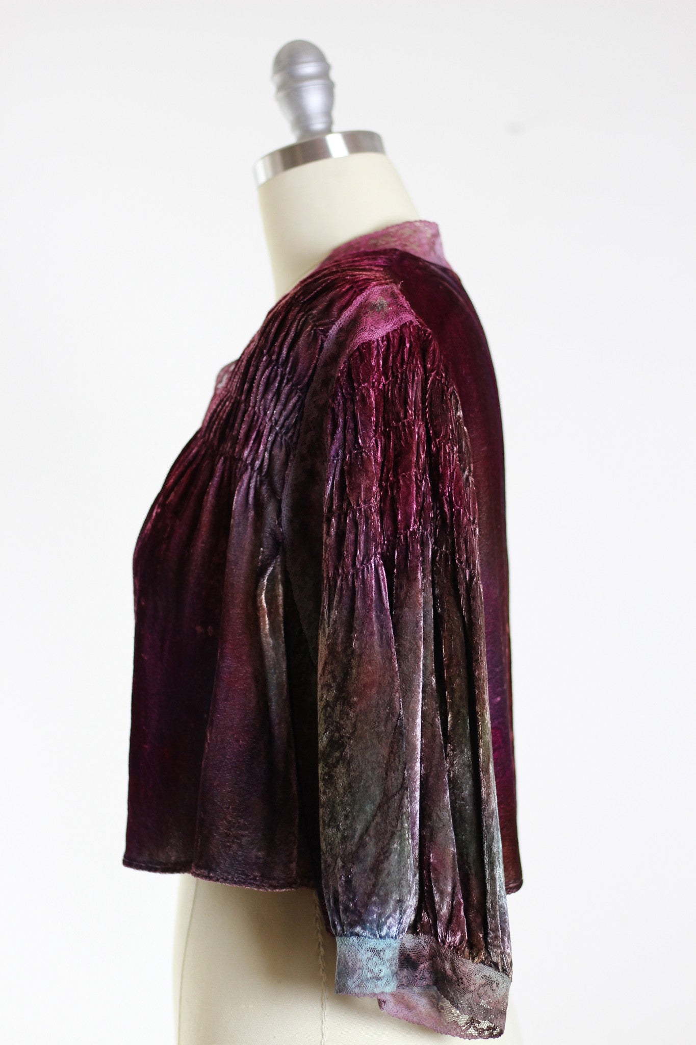 Edwardian Silk Velvet Overdye Cropped Jacket Top