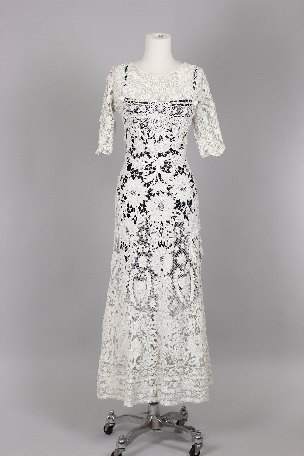 Edwardian Antique White Irish Lace & Crochet Gown – Muse