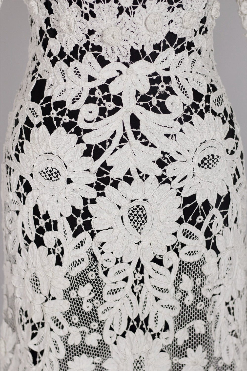 Edwardian Antique White Irish Lace & Crochet Gown Muse Edwardian Antique White Irish Lace & Crochet Gown Muse