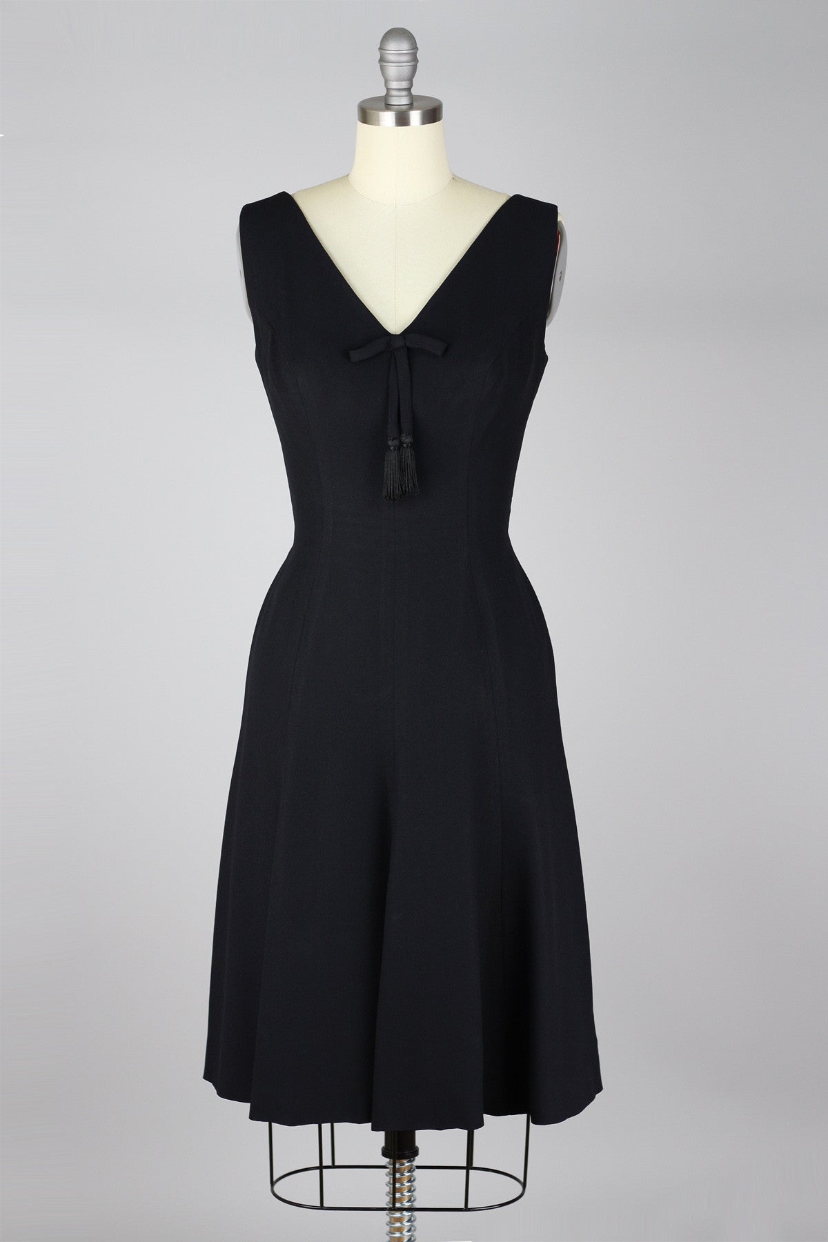 Elegant 1960s Black Crepe Cocktail Dress