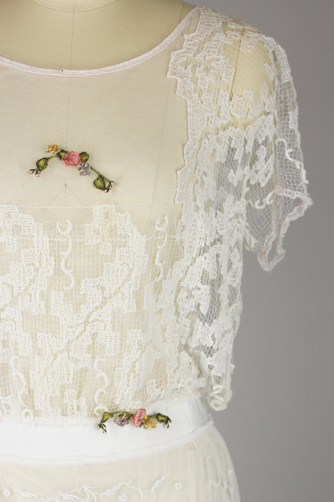 Stunning 1920s Asymmetrical Lace Tea Dress Gatsby Summer Afternoon