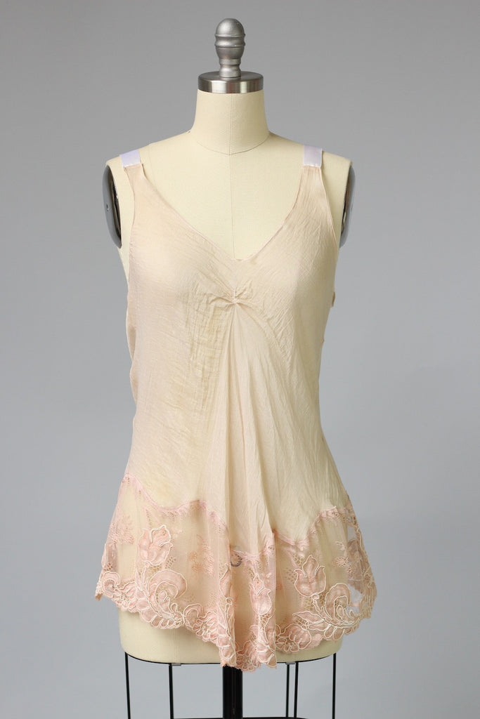 Silk Layering Tank with Antique Chantilly Lace by Bonnie Strauss