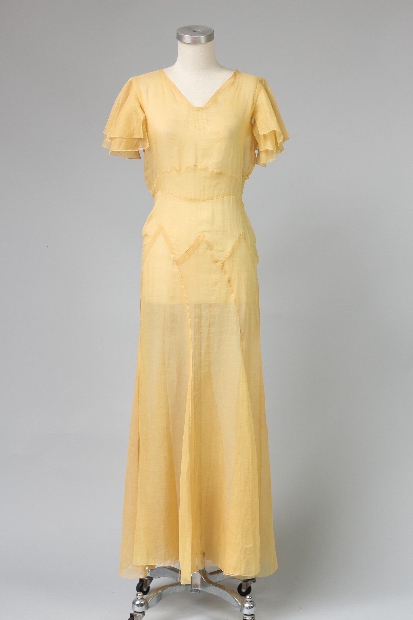 Stunning Art Deco 1930s Cotton Organza Lawn Party Dress in Yellow – Muse