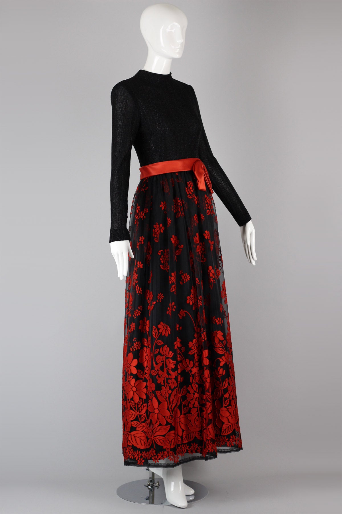 Late 60s Early 70s Lurex & Burnout Tulle Huey Waltzer Maxi Dress