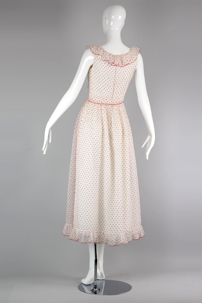 Rare Vintage 1960s Oscar de la Renta Red Swiss Dot Dress