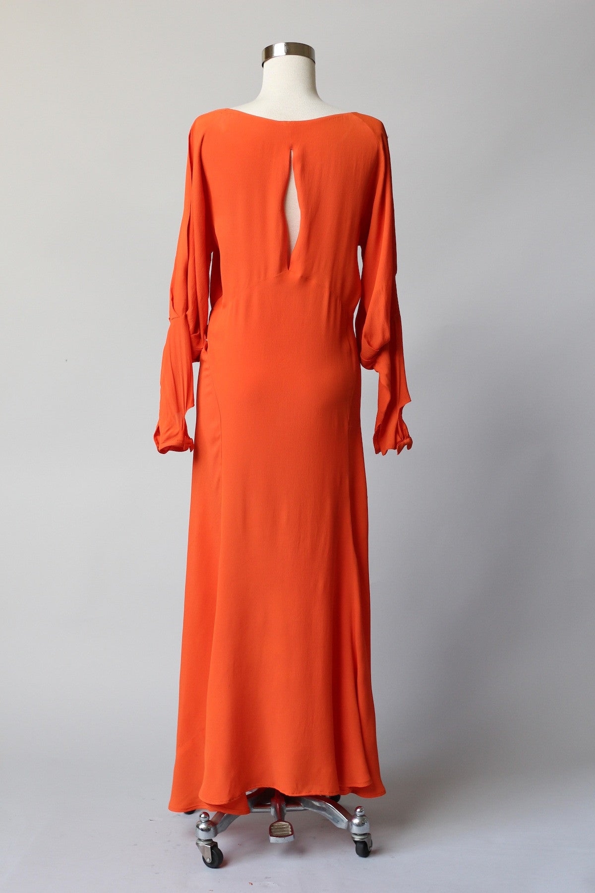 Late 1920s Early 1930s Silk Crepe Orange Gown ~ As Is