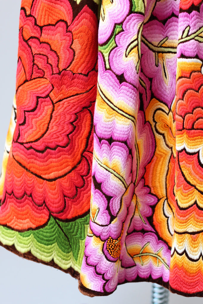 Very Rare Original 1940s-50s Tehuantepec Mexico Skirt with All-Over Embroidery