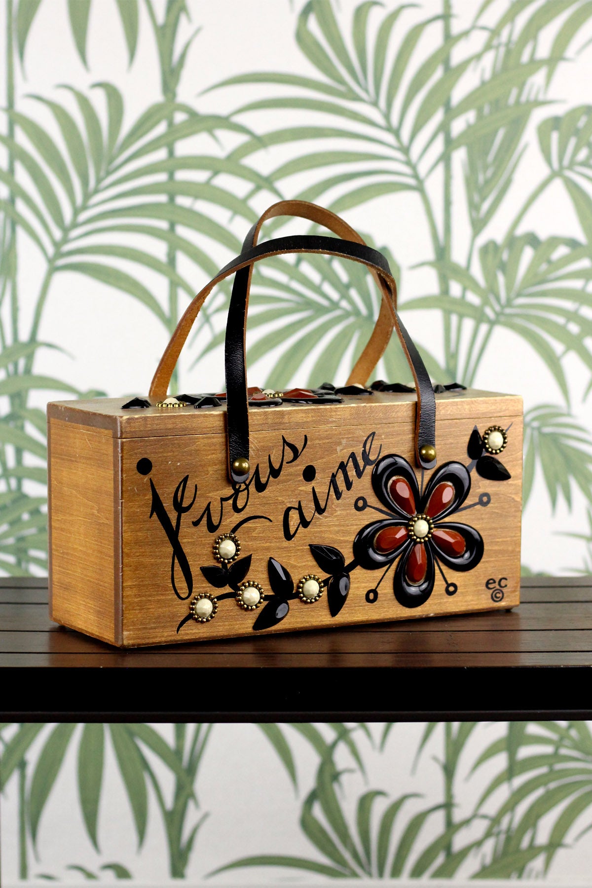 Vintage Box Purse / Enid Collins / Mushrooms / Original Box Bag / Wood Box  / Purse / Storage / Home Decor / Train Case / Jewelry Box