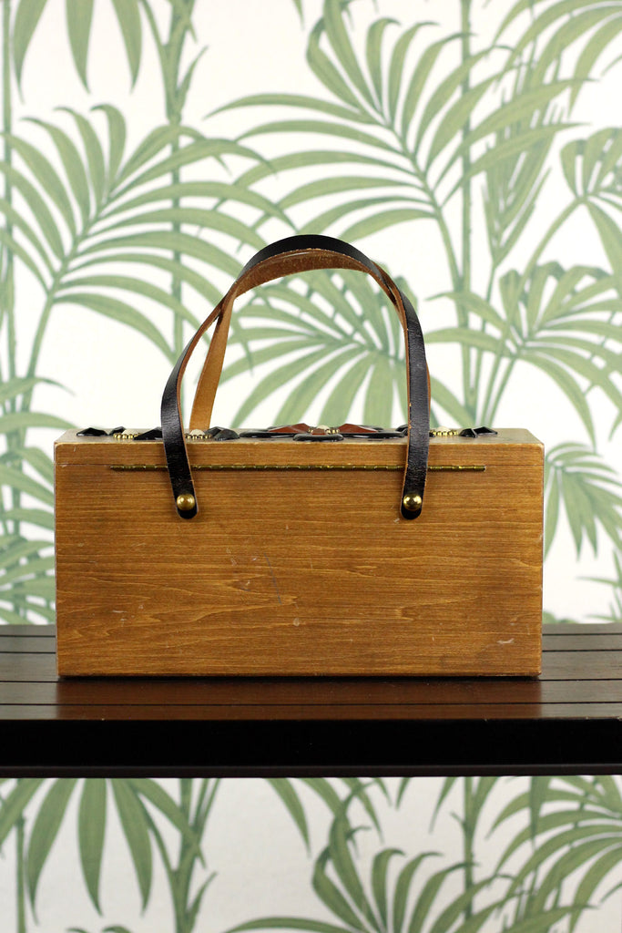 Vintage Style Sea Spray Carry Wooden Box Bag With Mirror