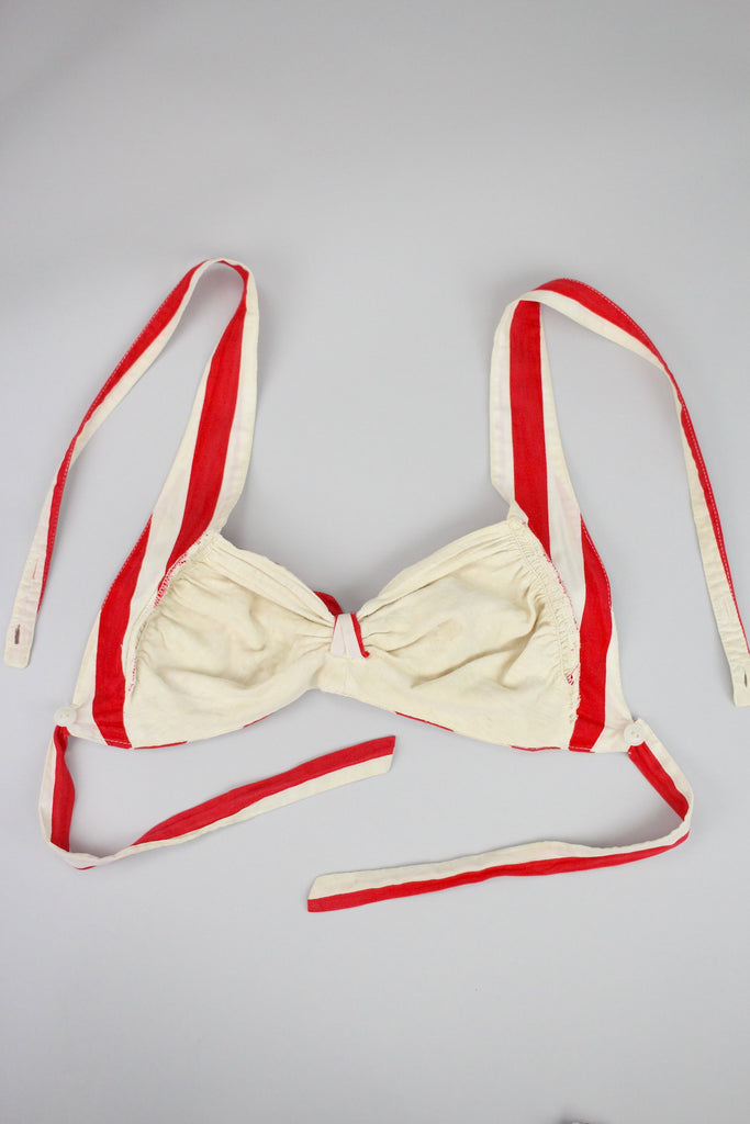 Rare 1940s Cole of California Red Striped Swimsuit