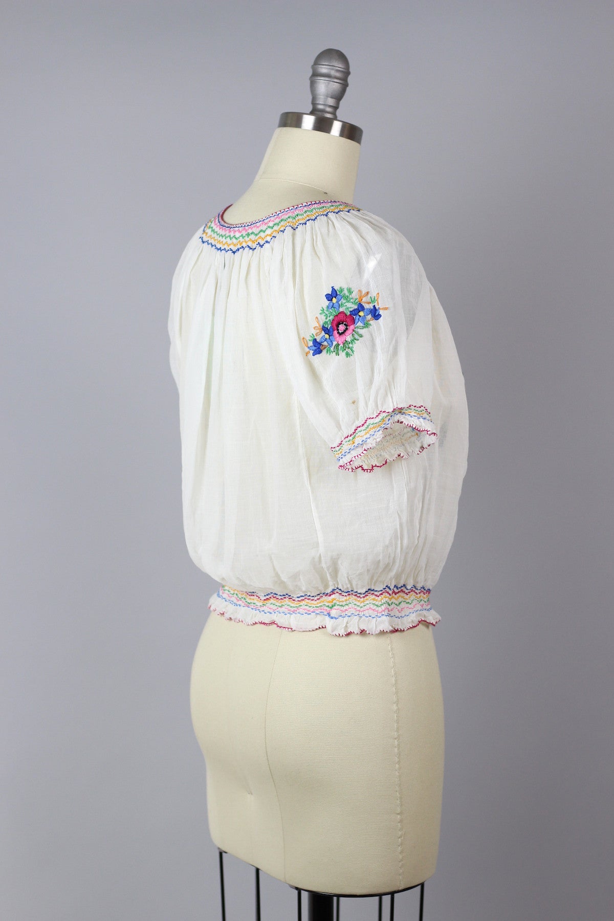 1930s Hungarian Bohemian Hand Embroidered Blouse