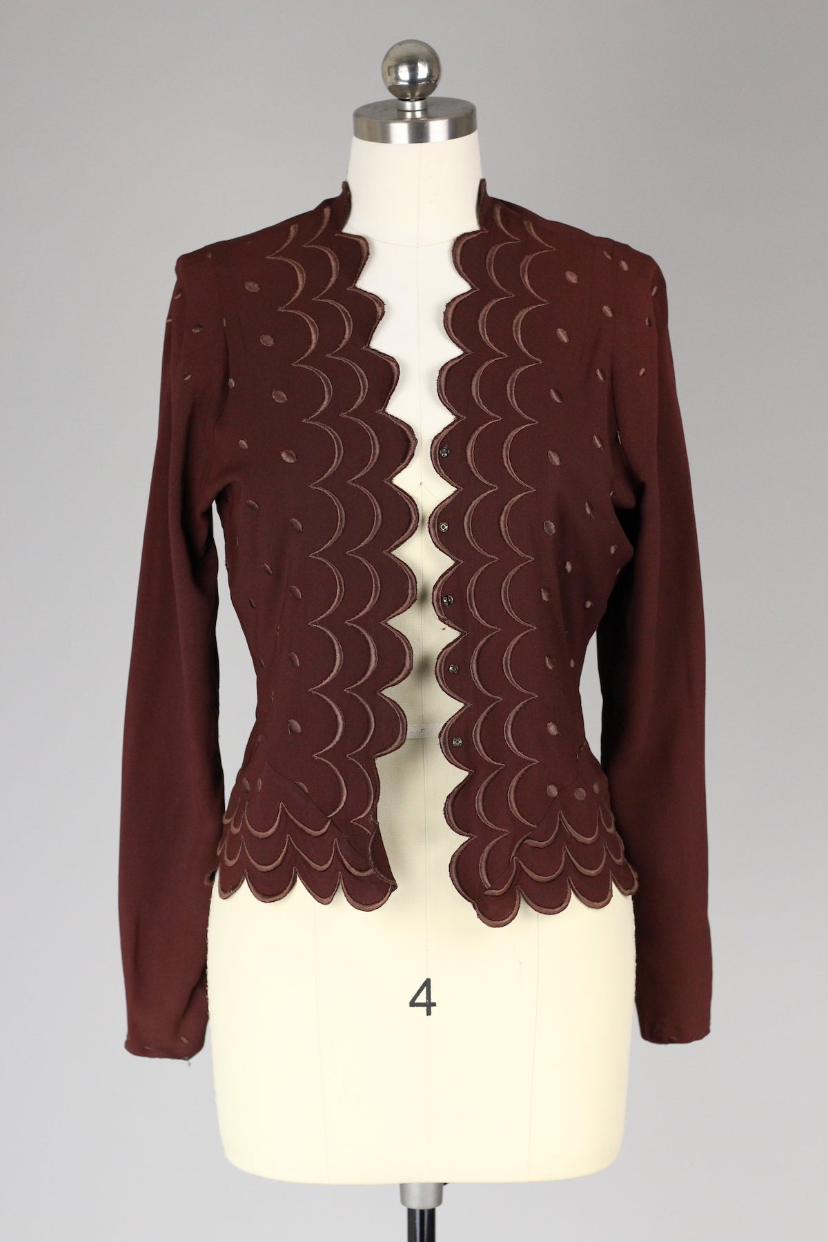Rare Vintage 1930s CHANEL Adaptation Embroidered Scalloped Jacket