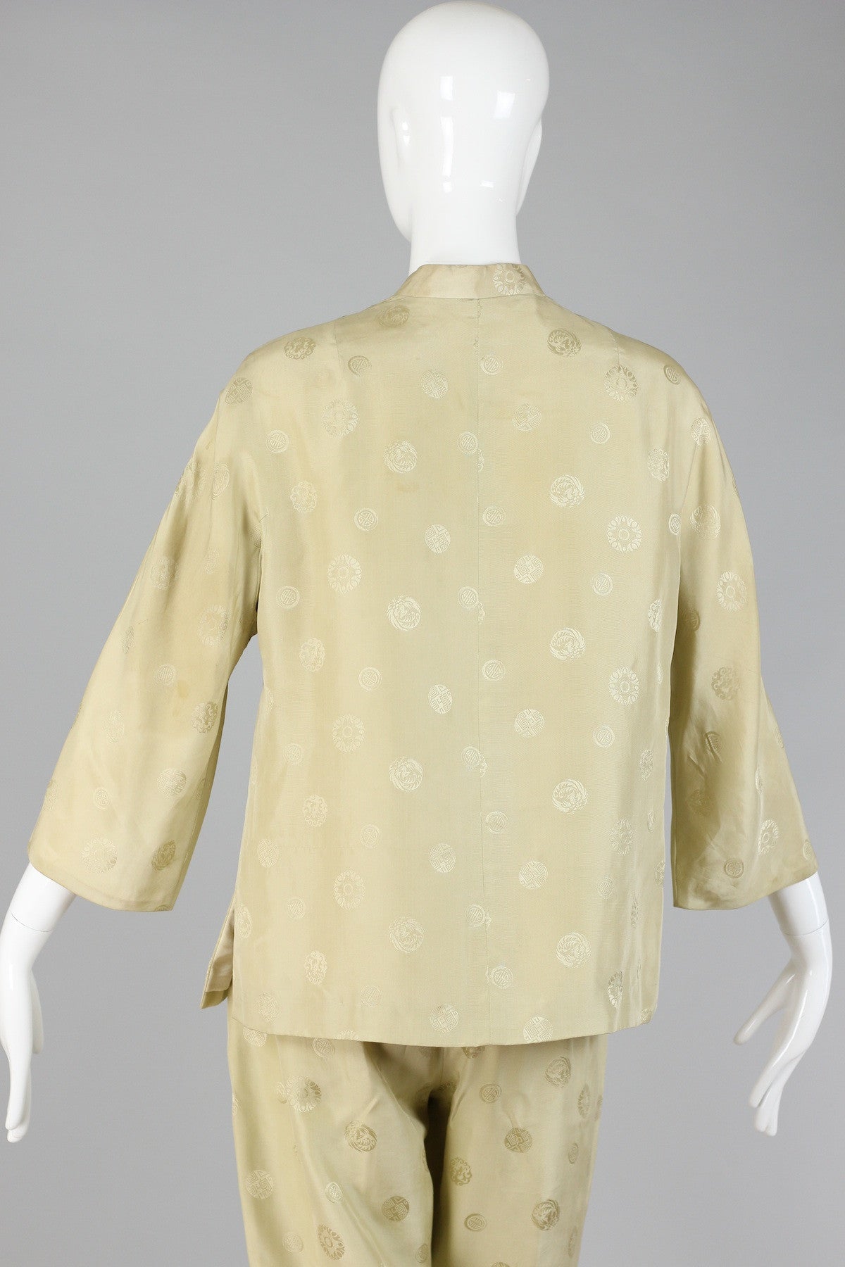 Vintage 1940s Champagne Silk Chinese Pajamas