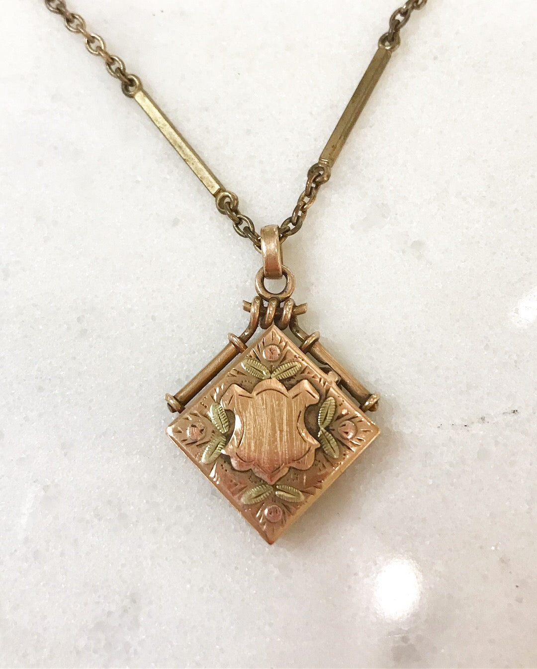 Antique Victorian 10k Rose Gold Locket Necklace