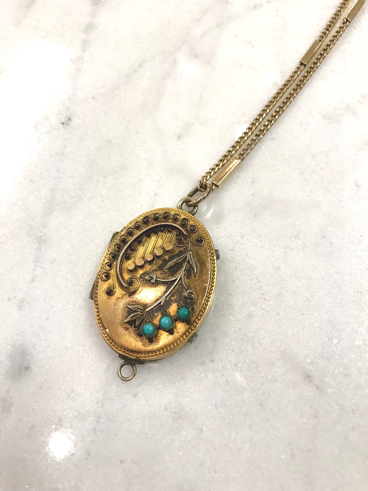 Victorian Arts & Crafts Period GF Locket with Turquoise