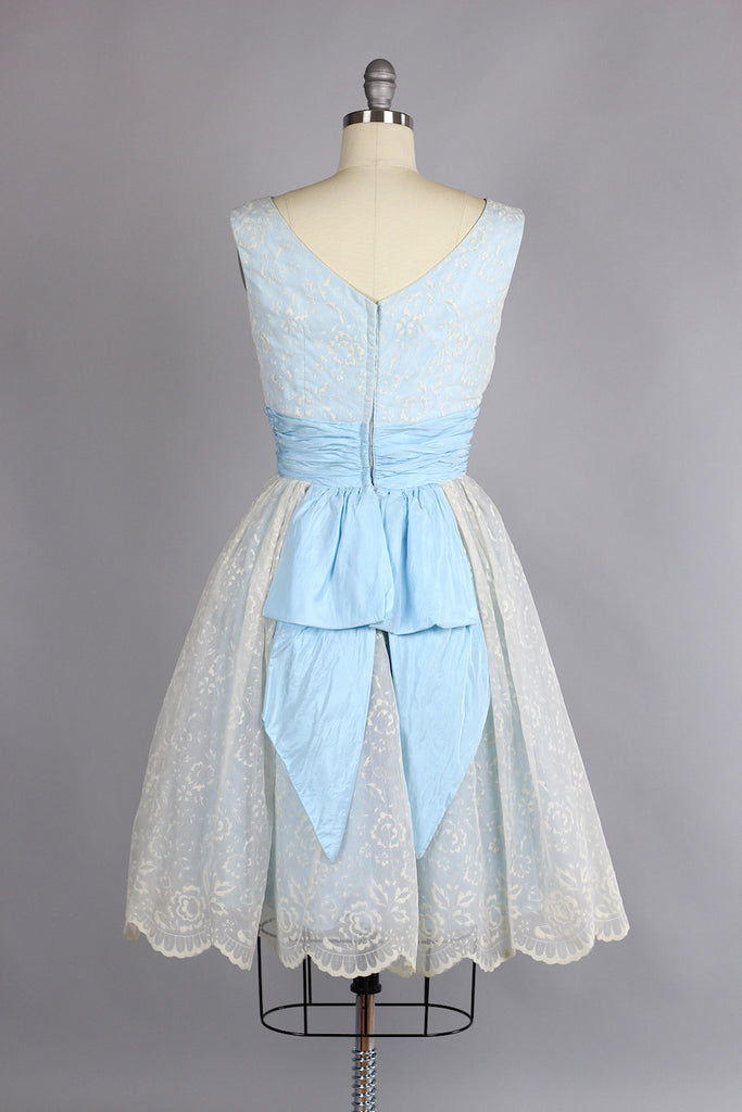 Late 1950s/ Early 1960s Pale Blue Party Hostess Dress