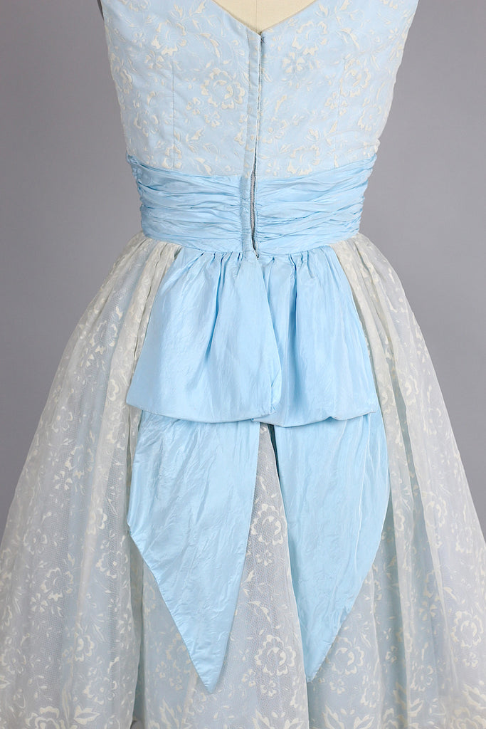 Late 1950s/ Early 1960s Pale Blue Party Hostess Dress