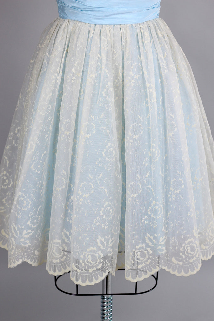 Late 1950s/ Early 1960s Pale Blue Party Hostess Dress