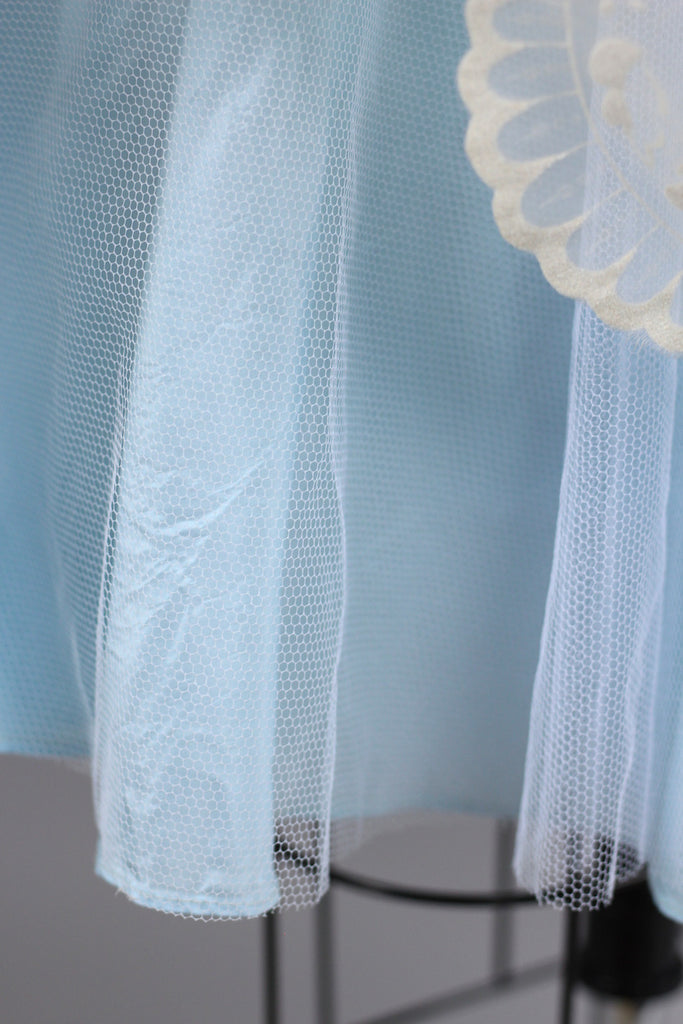 Late 1950s/ Early 1960s Pale Blue Party Hostess Dress