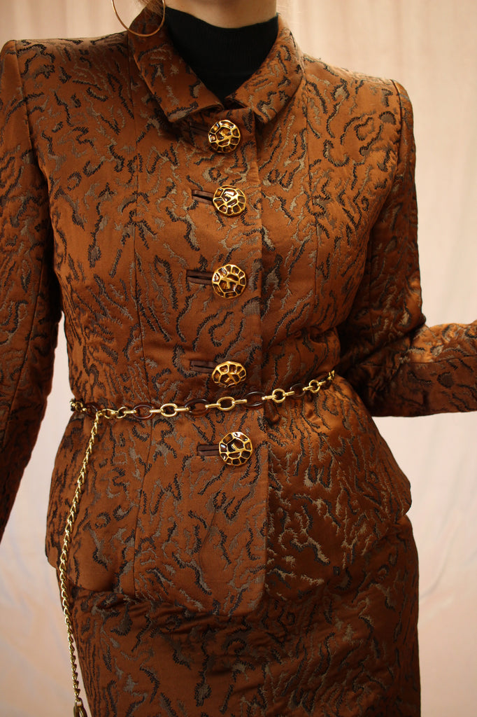 Rare Yves Saint Laurent Rive Gauche Copper Skirt Suit