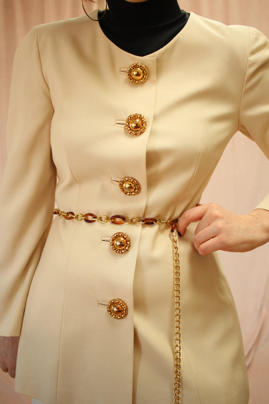 Italian Cream Jacket with Gold Ball Buttons