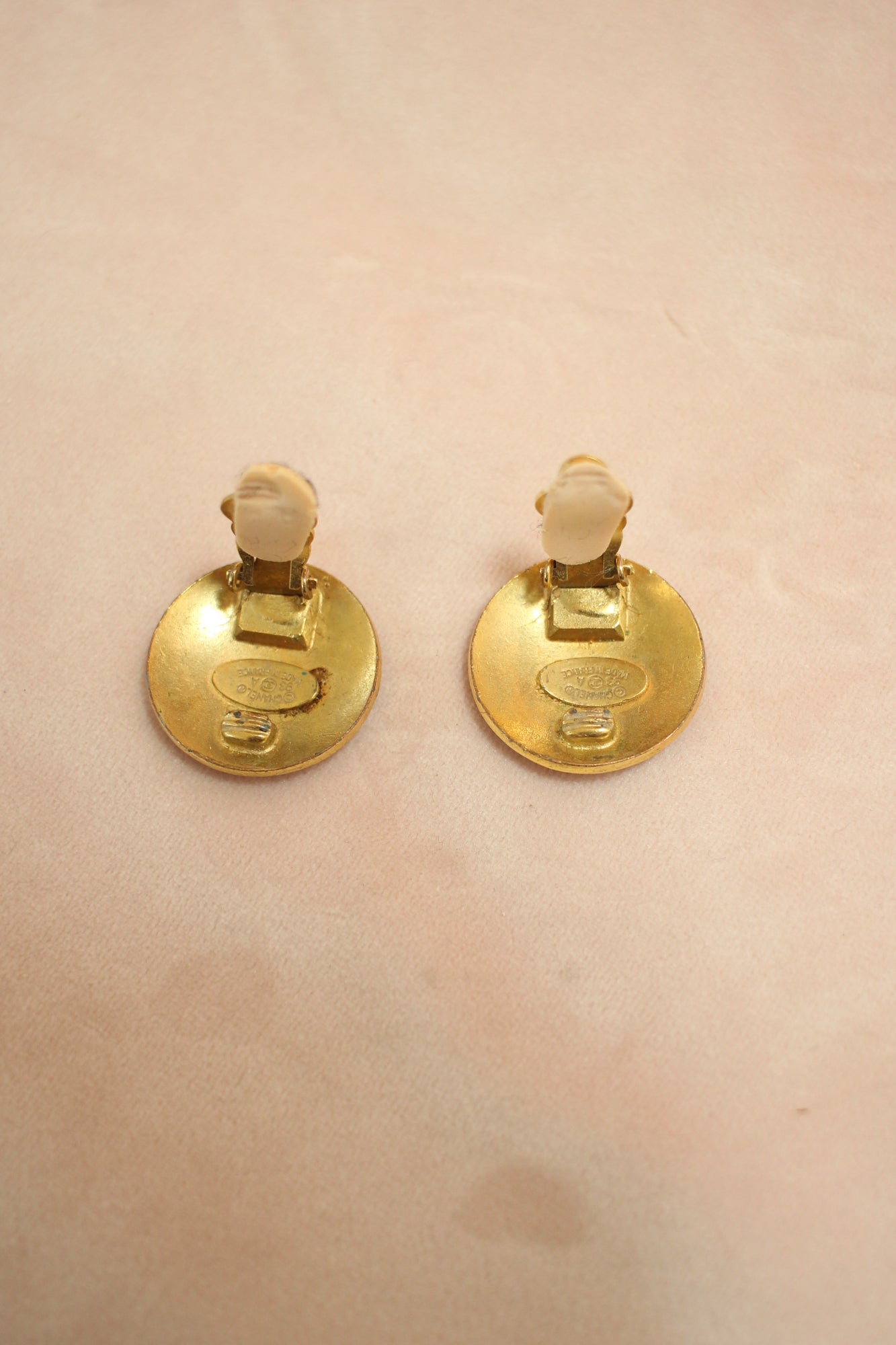 Chanel CC Logo Black & Gold Vintage Earrings