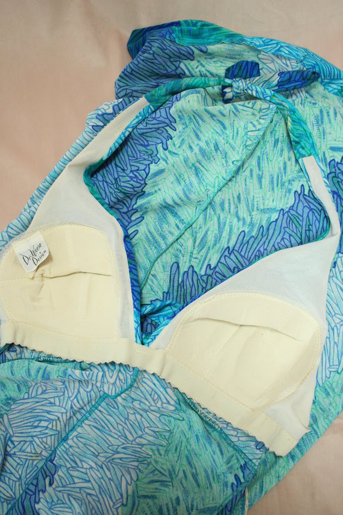 Ocean Waves Dress | 70s Halter Maxi Dress