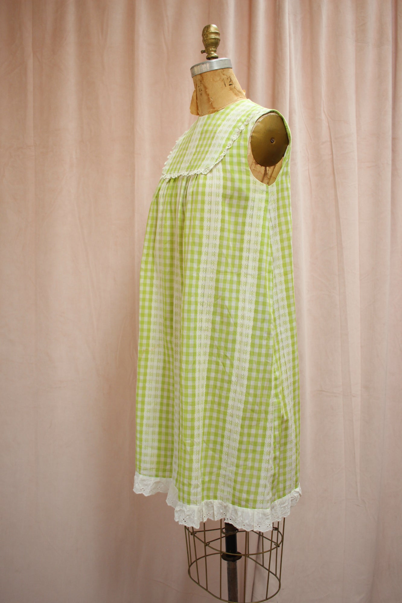 Lime Gingham 60s Dress