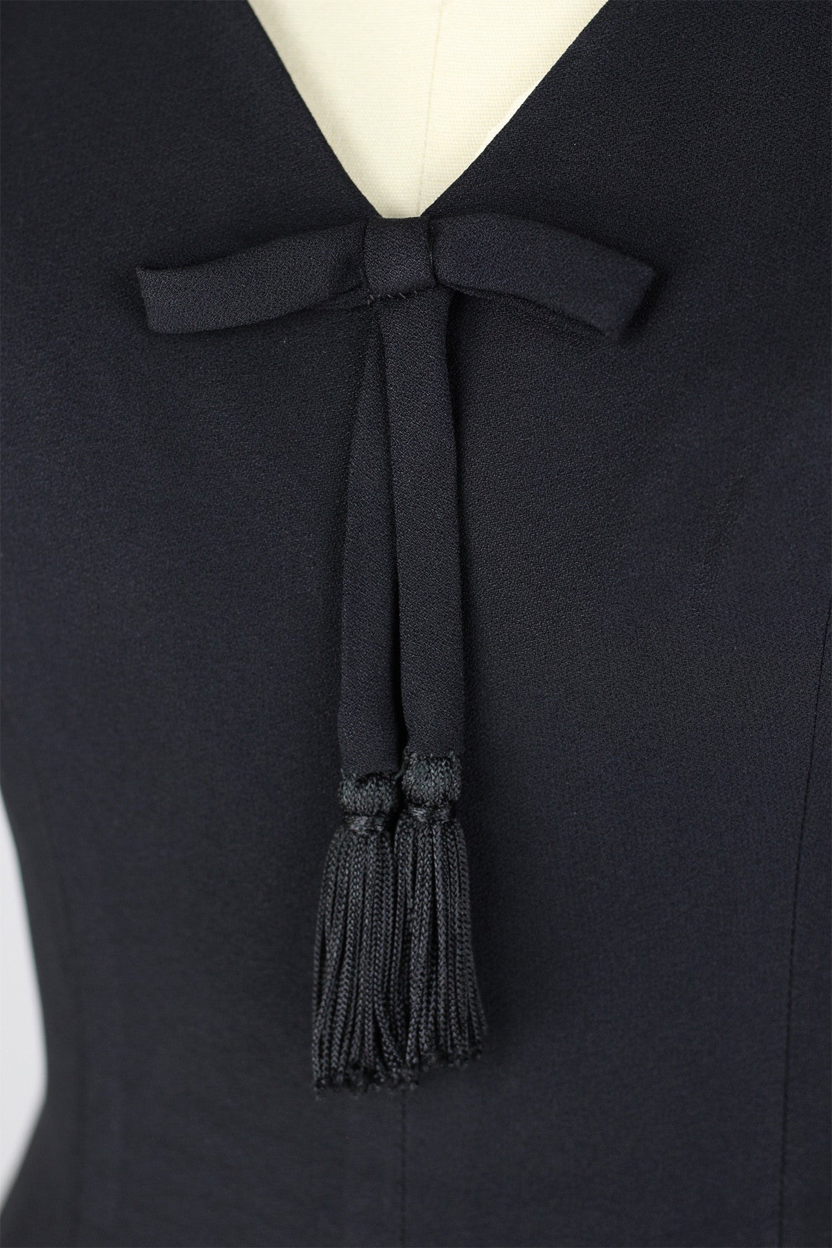 Elegant 1960s Black Crepe Cocktail Dress