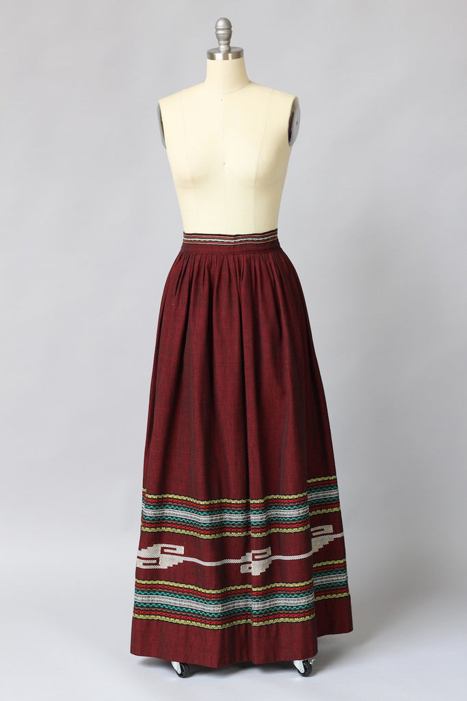1950s Oaxacan Mexican Embroidered Maxi Skirt