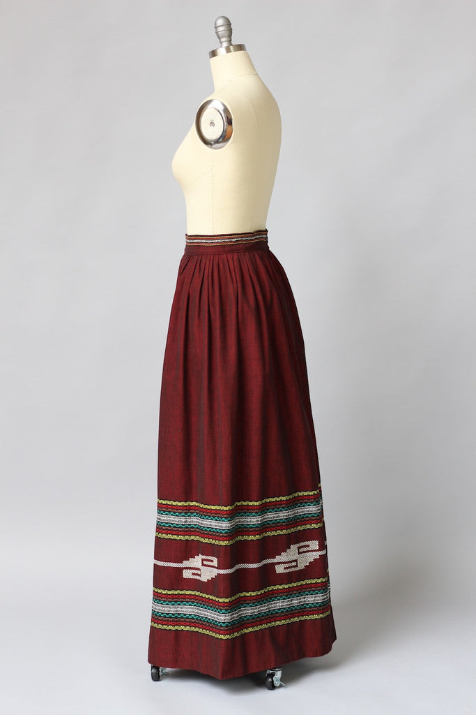 1950s Oaxacan Mexican Embroidered Maxi Skirt