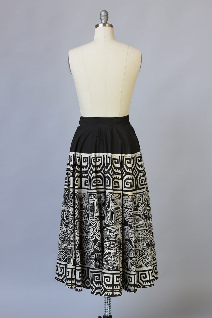 1940s Hand Printed Mexican Circle Skirt