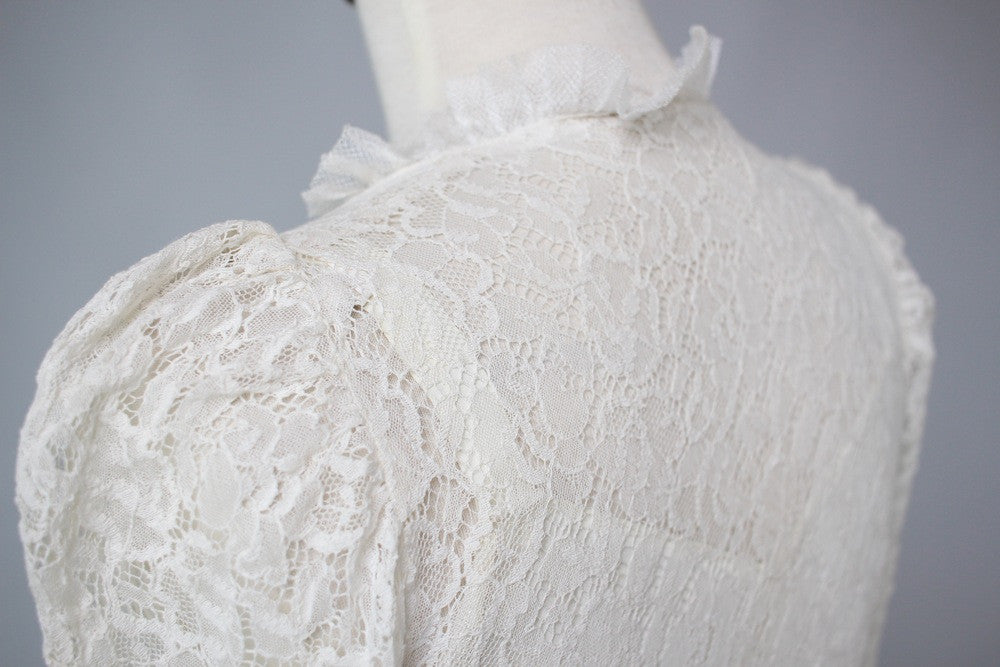 Handmade 1930s 1940s Lace Wedding Gown