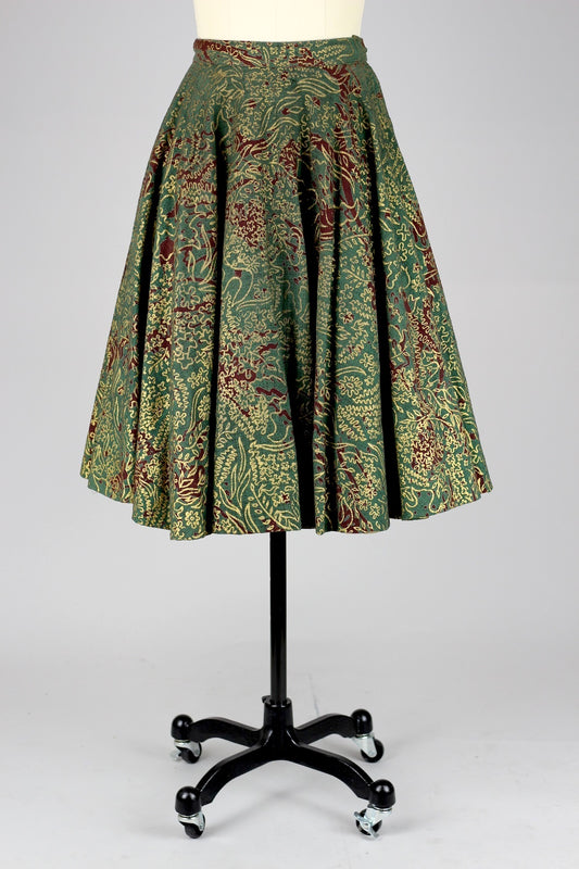 Vintage Mexican Gold Leaf Hand Painted Circle Skirt