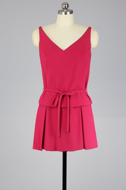Fuchsia Pink 1960s Crepe Mini Dress