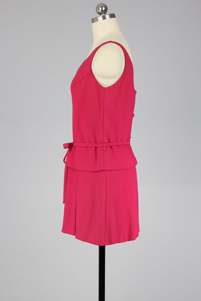 Fuchsia Pink 1960s Crepe Mini Dress