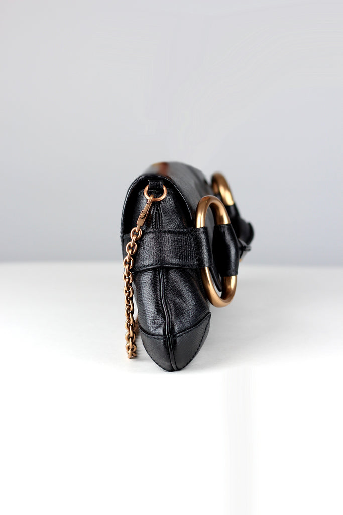 UNIQUE Gucci Tom Ford 2003/04 Black Lizard Crystallized Horsebit Clutch Bag