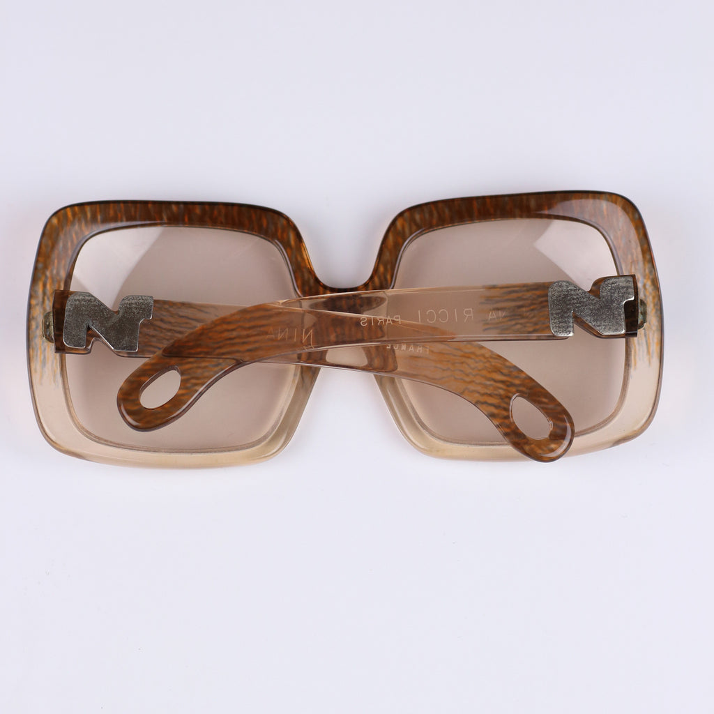 Vintage Jackie O Nina Ricci 1970s Sunglasses in Pale Brown