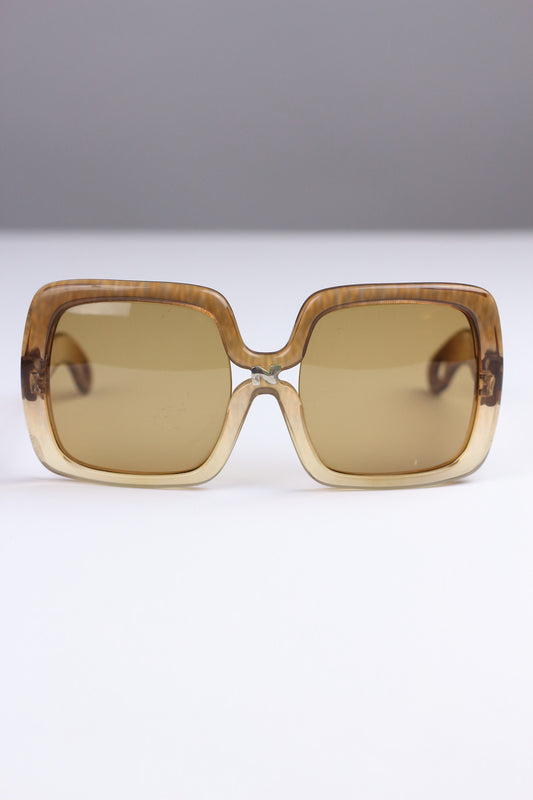 Vintage Jackie O Nina Ricci 1970s Sunglasses in Golden Brown