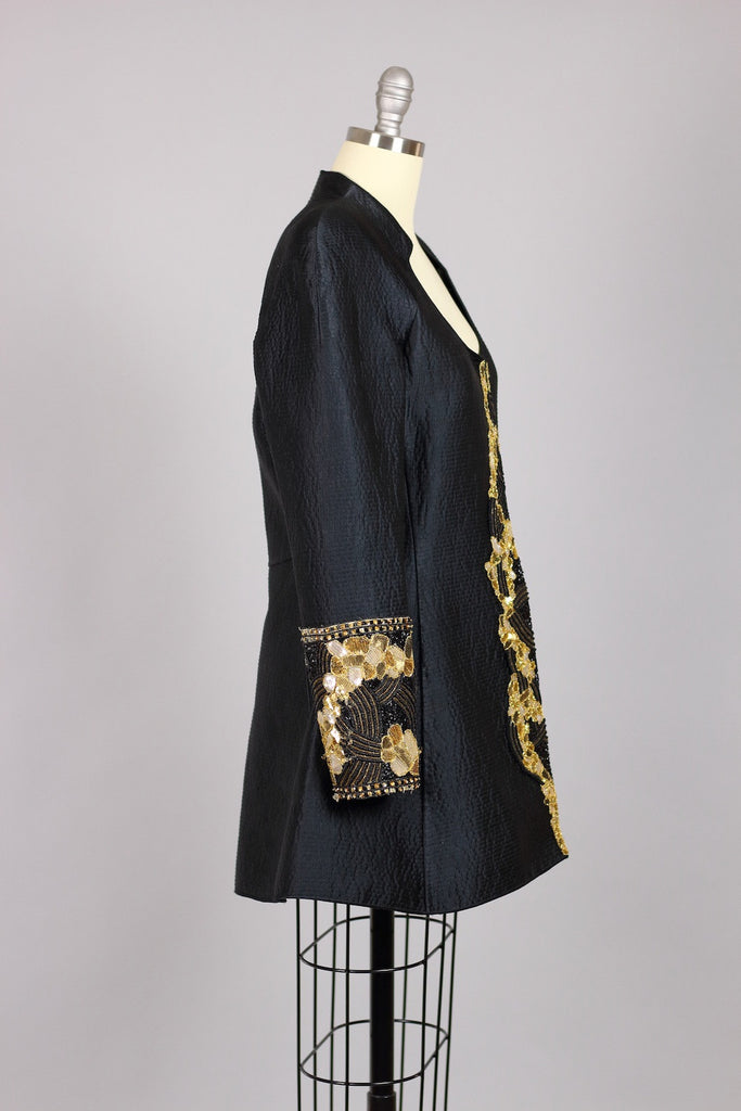 Vintage Mary McFadden Beaded Silk Peplum Jacket
