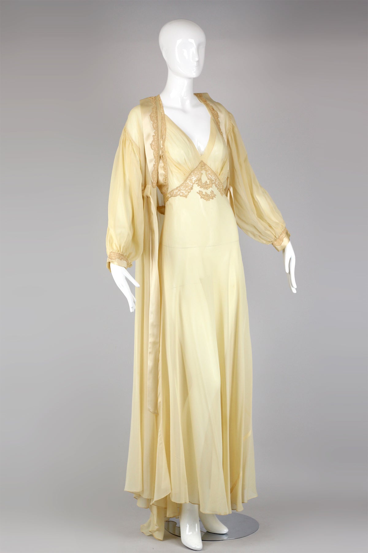 Incredible 1930s Silk Chiffon French Couture Peignoir Set Rare Lingeri ...