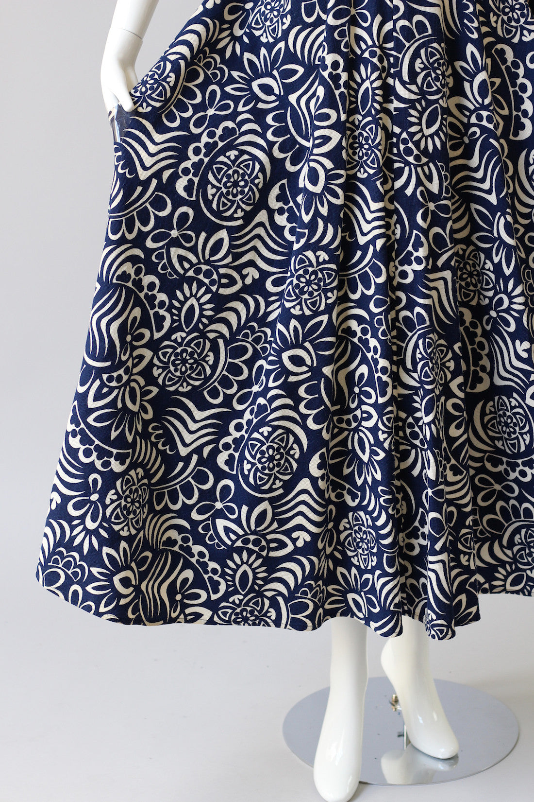 Rare 1940s Printed Cotton Pique Beach Dress